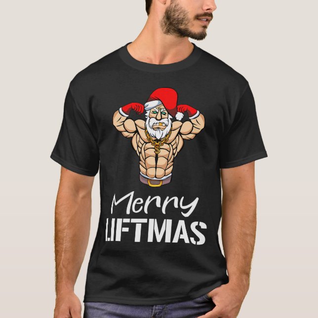 Funny Merry Liftmas Gym Fitness Manar Wome T Shirt (Framsida)