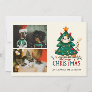 Funny Merry Meowy jul Photo Kort