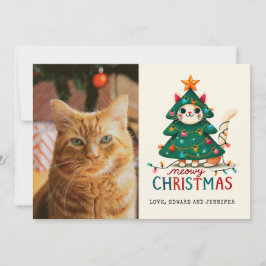 Funny Merry Meowy jul Photo Kort