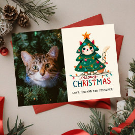 Funny Merry Meowy jul Photo Kort