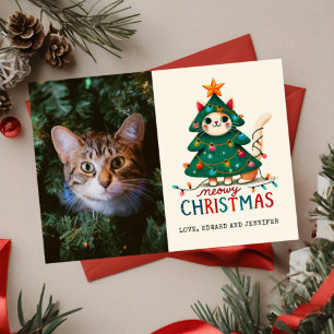 Funny Merry Meowy jul Photo Kort