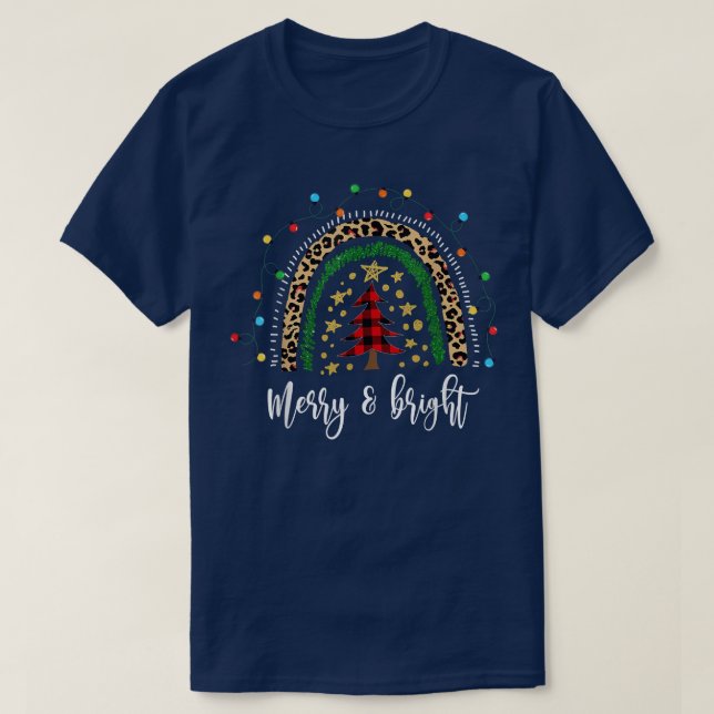Funny Merry och Bright jul Boho Rainbow Ligh T Shirt (Design framsida)