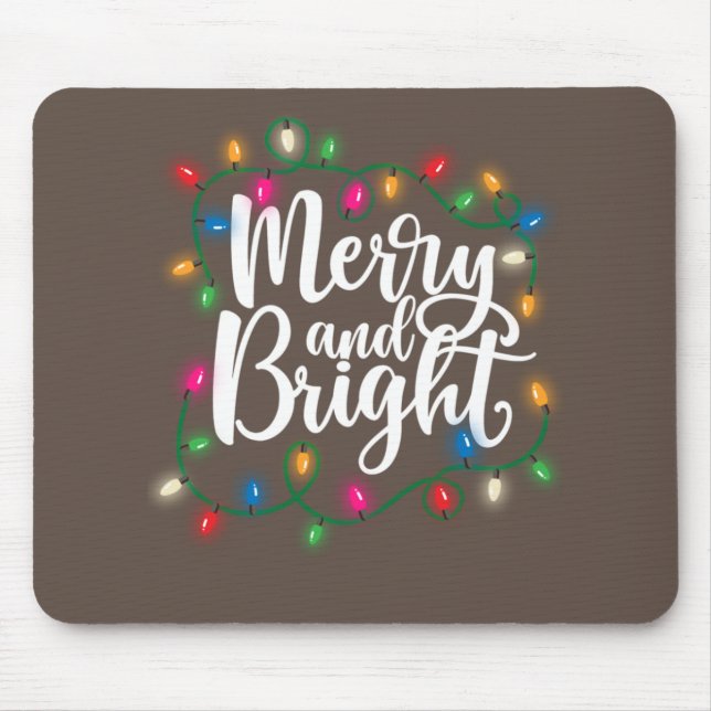 Funny Merry och Bright jul Ljus Julafton Holid Musmatta (Framsidan)