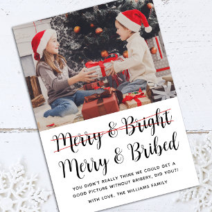 Funny Merry och Bright Jul Photo Julkort