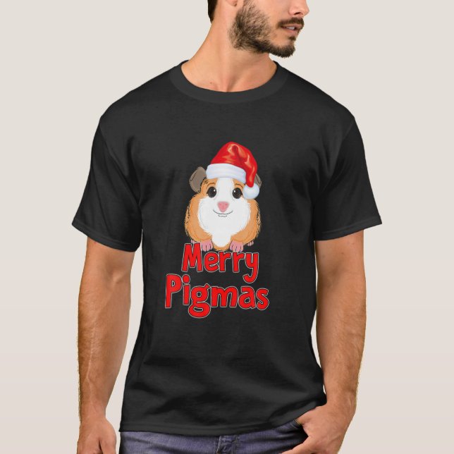 Funny Merry Pigmas Julafton för Guinea Gris Älskar T Shirt (Framsida)