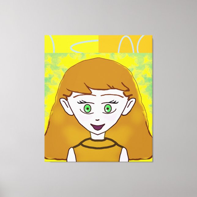 Funny Merry Retro Gult Orange Geometric Canvastryck (Framsida)