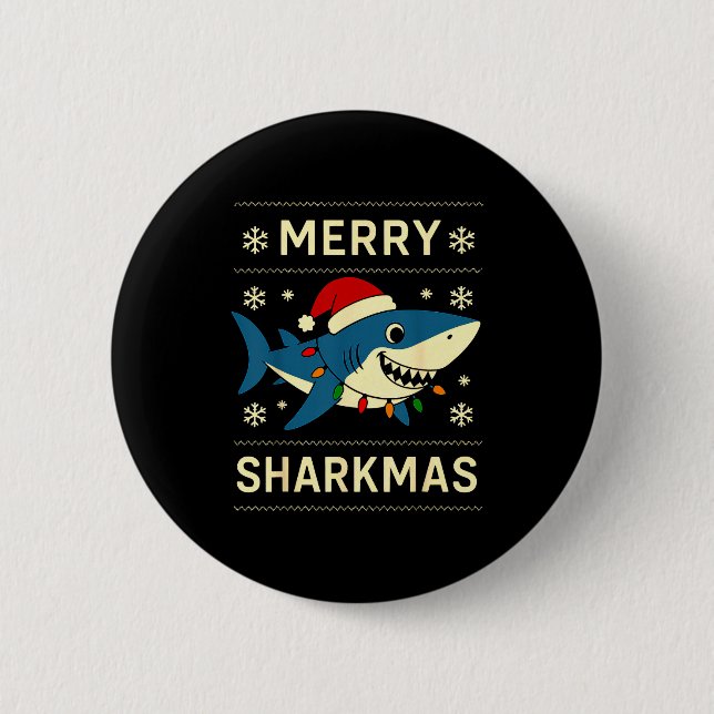 Funny Merry Sharkmas Christmas Shark Humor  Knapp (Framsida)