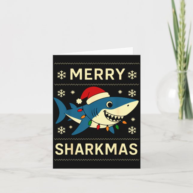 Funny Merry Sharkmas Christmas Shark Humor  Kort (Framsida)