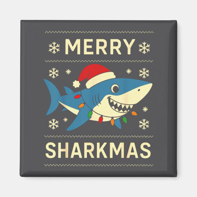 Funny Merry Sharkmas Christmas Shark Humor  Magnet (Framsidan)