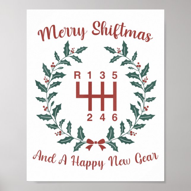Funny Merry Shiftmas And A Happy New Quote Mechani Poster (Framsidan)