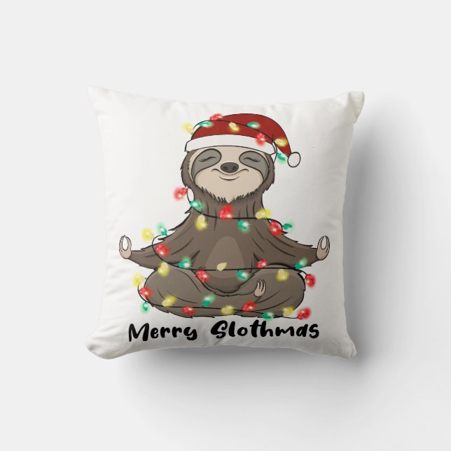 Funny Merry Slothmas Sloth Kudde (Framsida)
