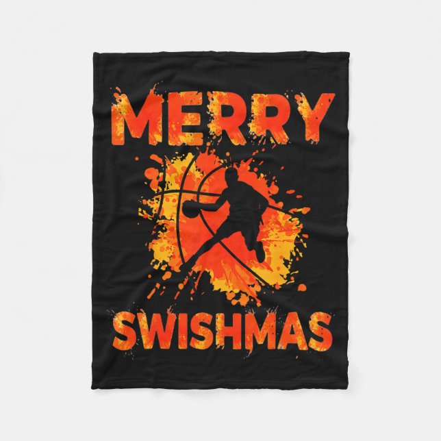 Funny Merry Swishmas Ugly Christmas Basketball Pla Fleecefilt (Framsidan)