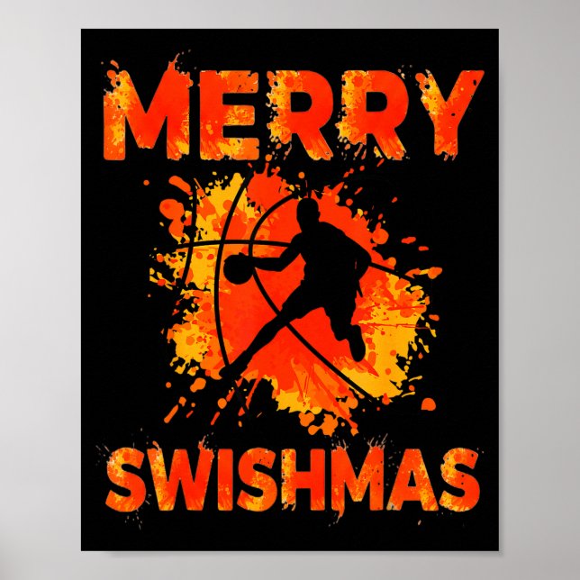 Funny Merry Swishmas Ugly Christmas Basketball Pla Poster (Framsidan)