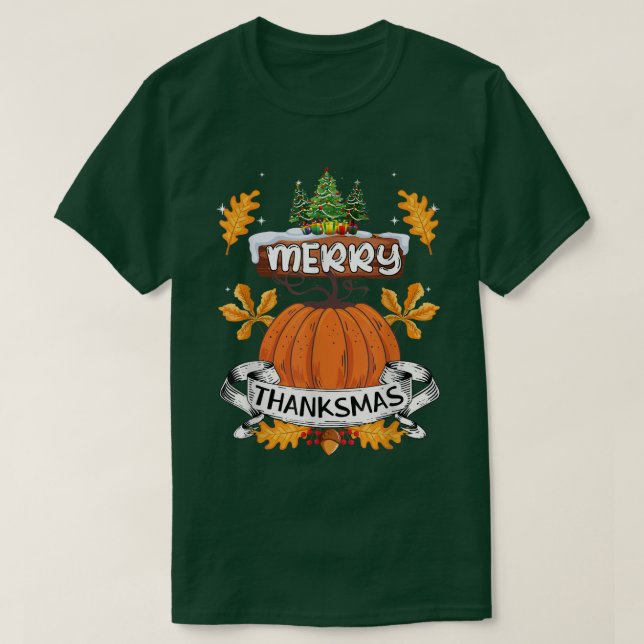 Funny Merry Thanksmas Cute Thanksgiving jul  T Shirt (Design framsida)