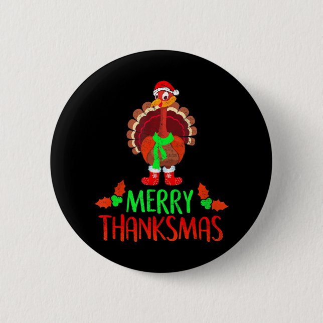 Funny Merry Thanksmas Festive Thanksgiving Knapp (Framsida)
