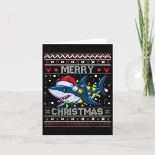 Funny Merry Ugly jul Shark Santa Hat Ljus Kort