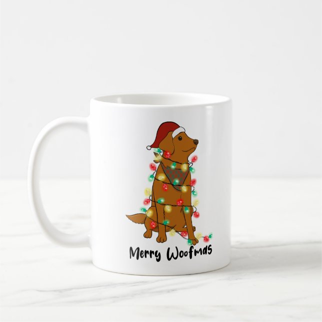 Funny Merry Woofmas-Hund Kaffemugg (Vänster)