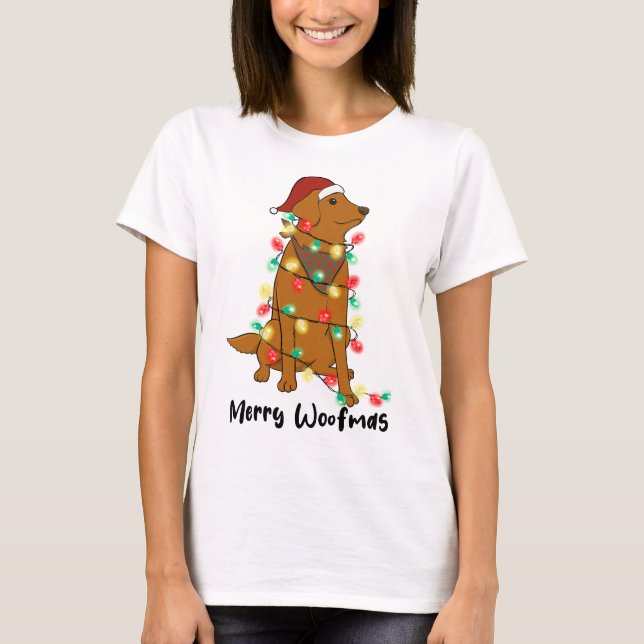 Funny Merry Woofmas-Hund T Shirt (Framsida)