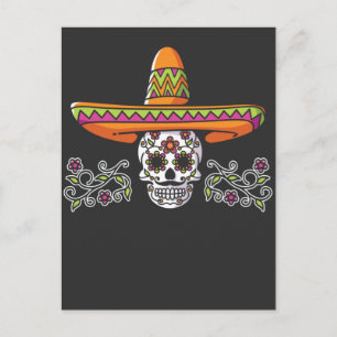 Funny Mexican Skull Sombrero Cinco de Mayo Vykort