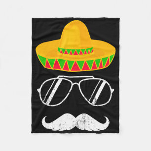 Funny Mexican Sombrero Mustache Ansikte för Cinco Fleecefilt