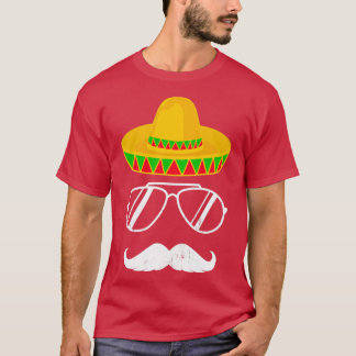 Funny mexican sombrero mustache ansikte för Cinco  T Shirt