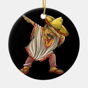 Funny mexikansk Poncho Manar Women Coola Dabbing Julgransprydnad Keramik