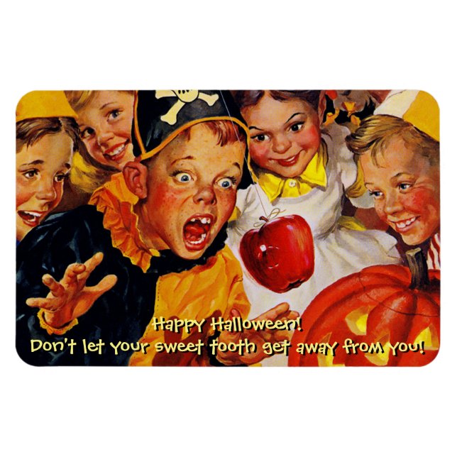 Funny Mid-Century Halloween Sweet Tooth Magnet (Horisontell)
