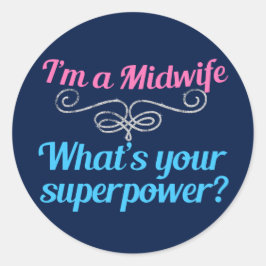 Funny Midfru Superhjälte Runt Klistermärke