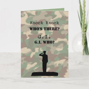 Funny militärdagsknört Knock Joke Kort