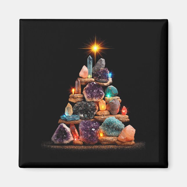 Funny Minerals Christmas Tree Graphic Crystals  Magnet (Framsidan)