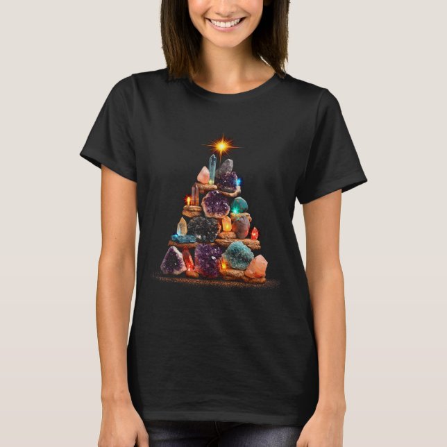 Funny Minerals Christmas Tree Graphic Crystals  T Shirt (Framsida)