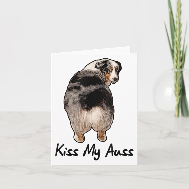 Funny Miniature Australian shepherd Kiss My Auss M Kort (Framsida)