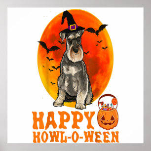 Funny Miniature Schnauzer Hund Halloween Lycklig H Poster