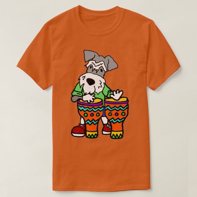 Funny Miniature Schnauzer Hund Spela Bongo Drums T Shirt (Design framsida)