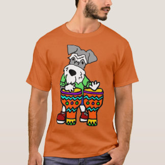 Funny Miniature Schnauzer Hund Spela Bongo Drums T Shirt