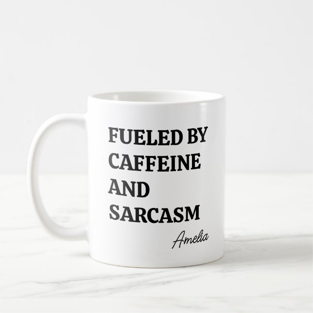 Funny Minimalist Caffeine Sarcasm Personalized Kaffemugg (Vänster)