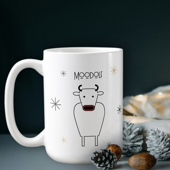 Funny Minimalist Moodolf The Red Nose Reindeer Pun Kaffemugg (Skapare uppladdad)