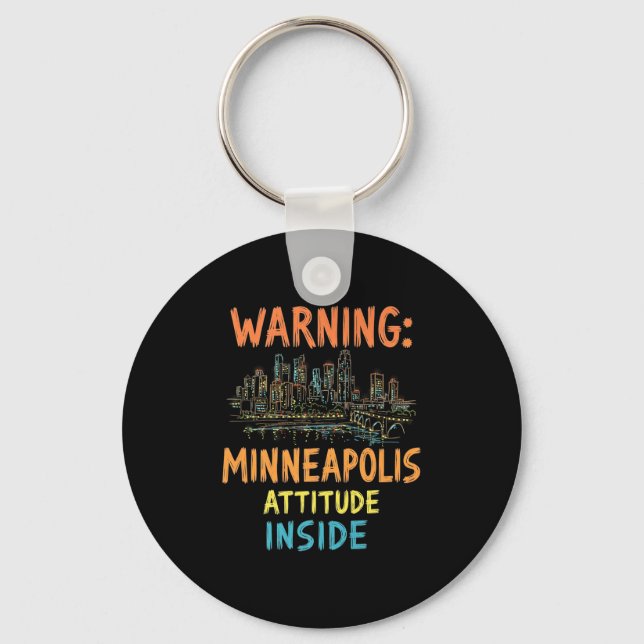 Funny Minneapolis Minnesota Night Skyline Vintage Nyckelring (Framsida)
