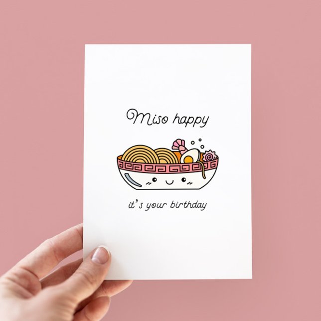 Funny Miso Ramen Birthday-platta kort (Skapare uppladdad)