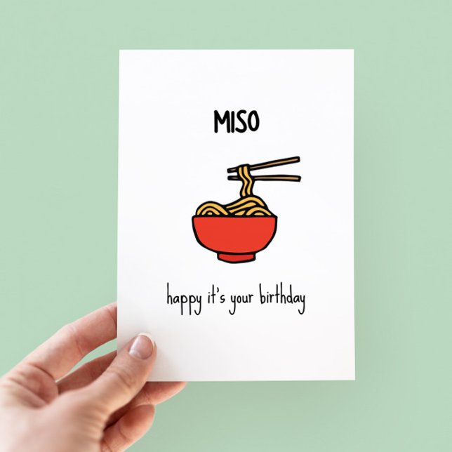 Funny Miso Ramen Pun Birthday Card (Skapare uppladdad)