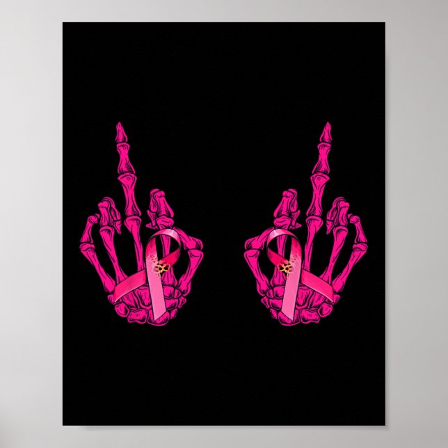 Funny Mitten Finger Curse Ord Breast Cancer Breas Poster (Framsidan)