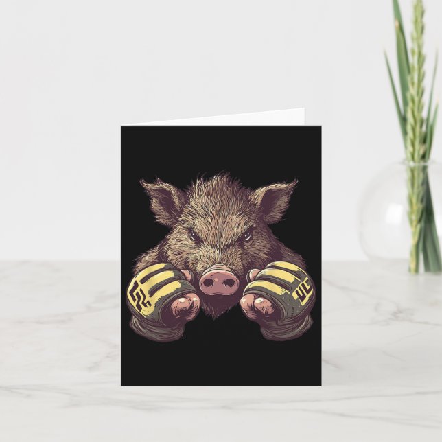 Funny MMA Boar - Cage Fighter and Martial Arts Box Kort (Framsida)