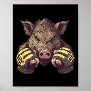 Funny MMA Boar - Cage Fighter and Martial Arts Box Poster