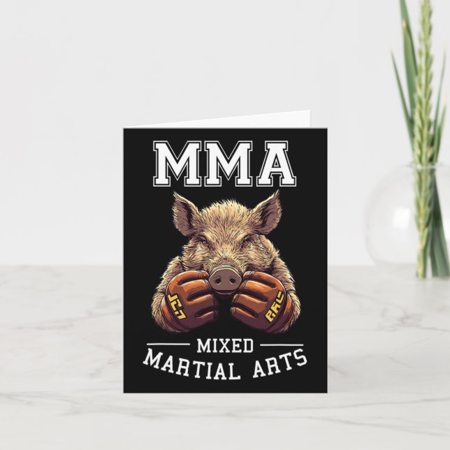 Funny Mma Boar Thai Boxing Cage Fighting Kort (Framsida)