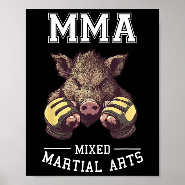 Funny Mma Boar - Thai Boxing Cage Fighting Poster (Framsidan)