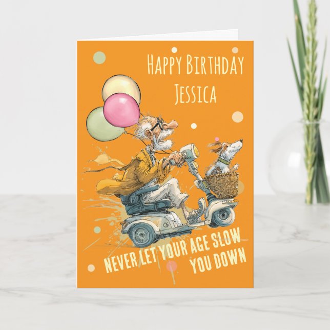 Funny Mobility Scooter Birthday Card Kort (Framsida)