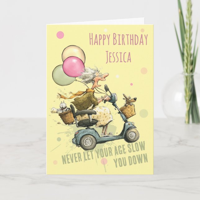 Funny Mobility Scooter Birthday Card Kort (Framsida)