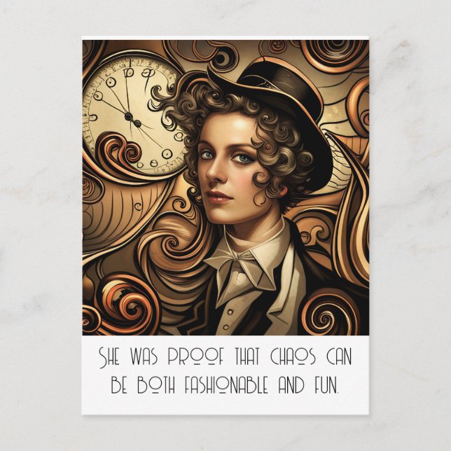 Funny Mode Steampunk Postcard Vykort (Framsida)