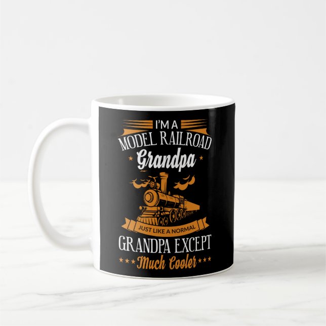 Funny modell Järnväg Tåg Coola Grandpa Grandparen Kaffemugg (Vänster)