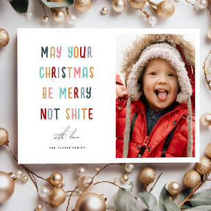 Funny Modern Colorful Photo God jul Julkort
